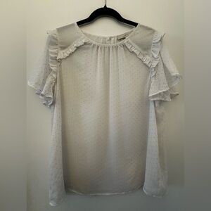 Loft Women's White Ruffle Sleeve Top